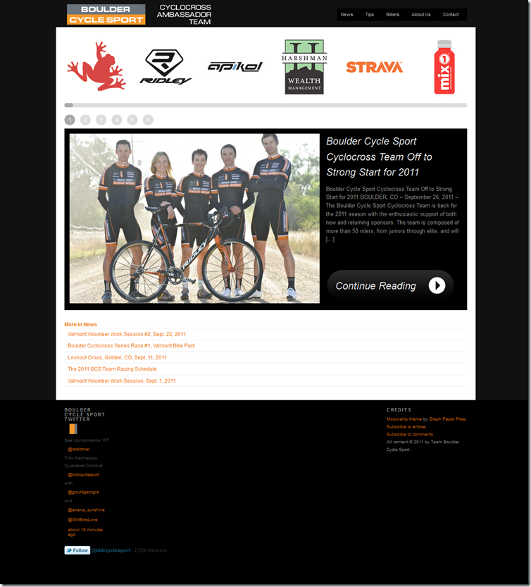Team Boulder Cycle Sport Website